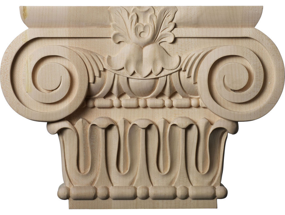 Large Bradford Roman Ionic Capital (Fits Pilasters up to 6 1/4"W x 2"D), Alder