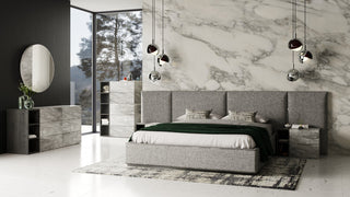 Nova Domus Maranello Gray Bed and 2 Nightstands, Queen