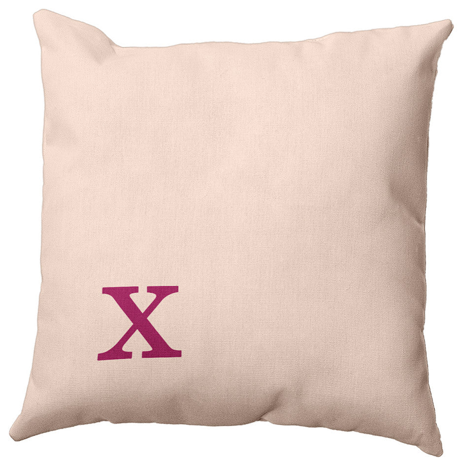 18"x18" Modern Monogram Decorative Throw Pillow, Dusty Rose