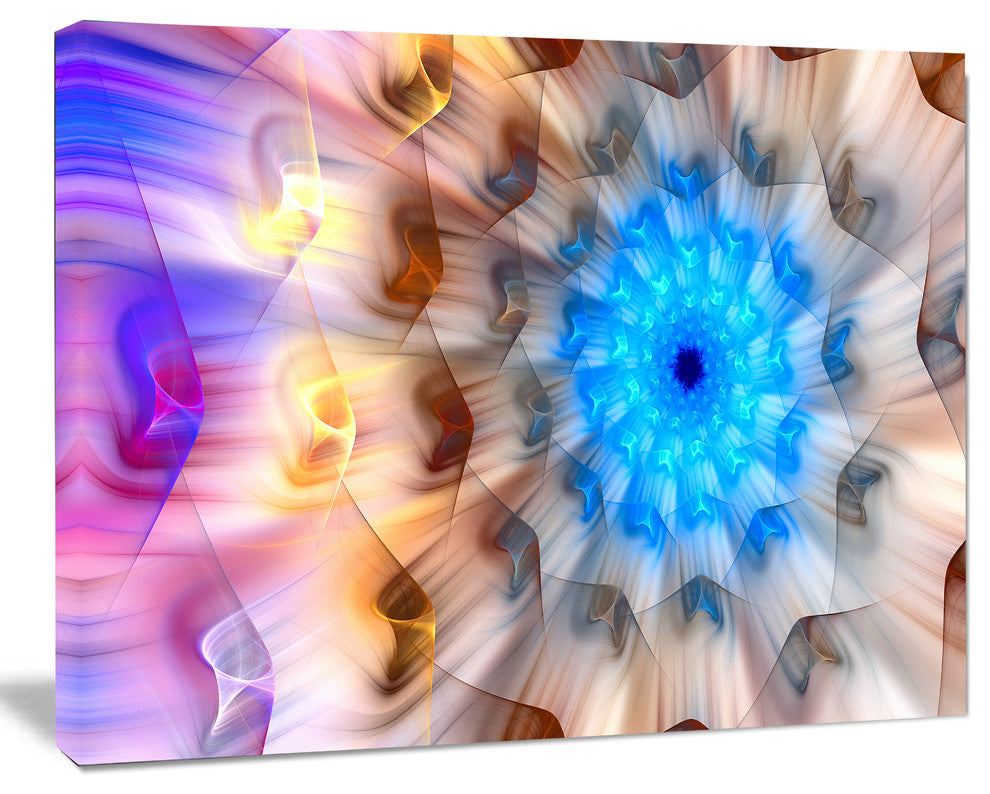 Blue Fractal Petals Dandelion, Floral Canvas Art Print, 40"x30"