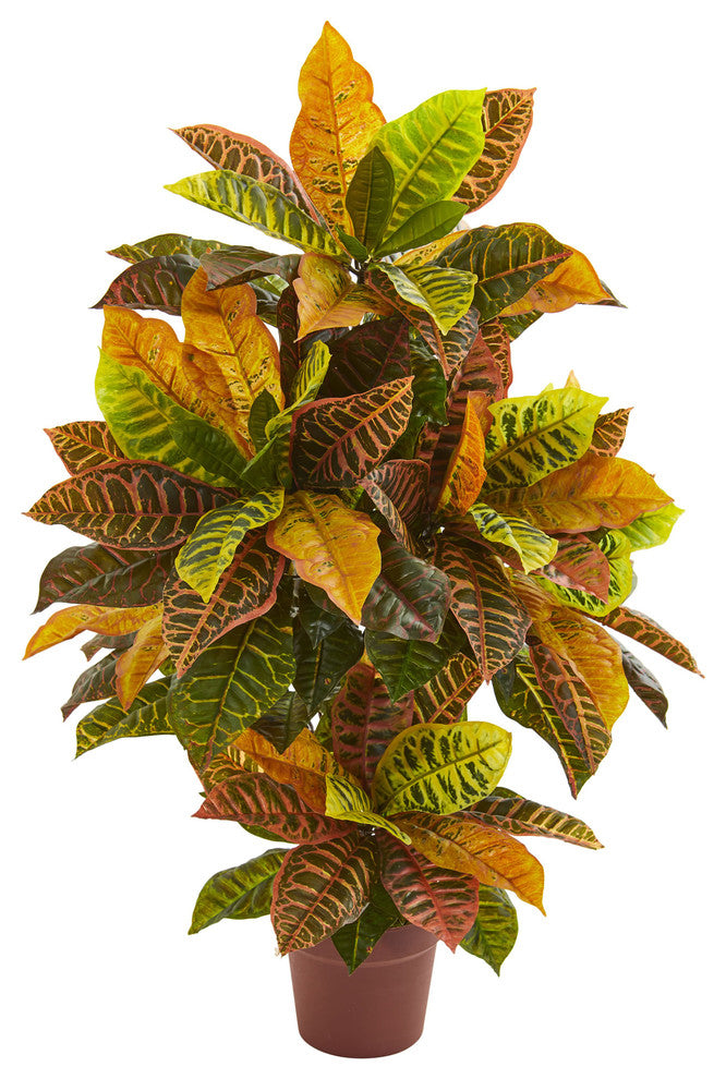 39" Croton Artificial Plant, Real Touch