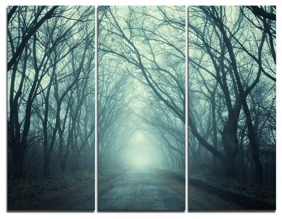 "Scary Forest With Green Light" Photo Canvas Print, 3 Panels, 36"x28"