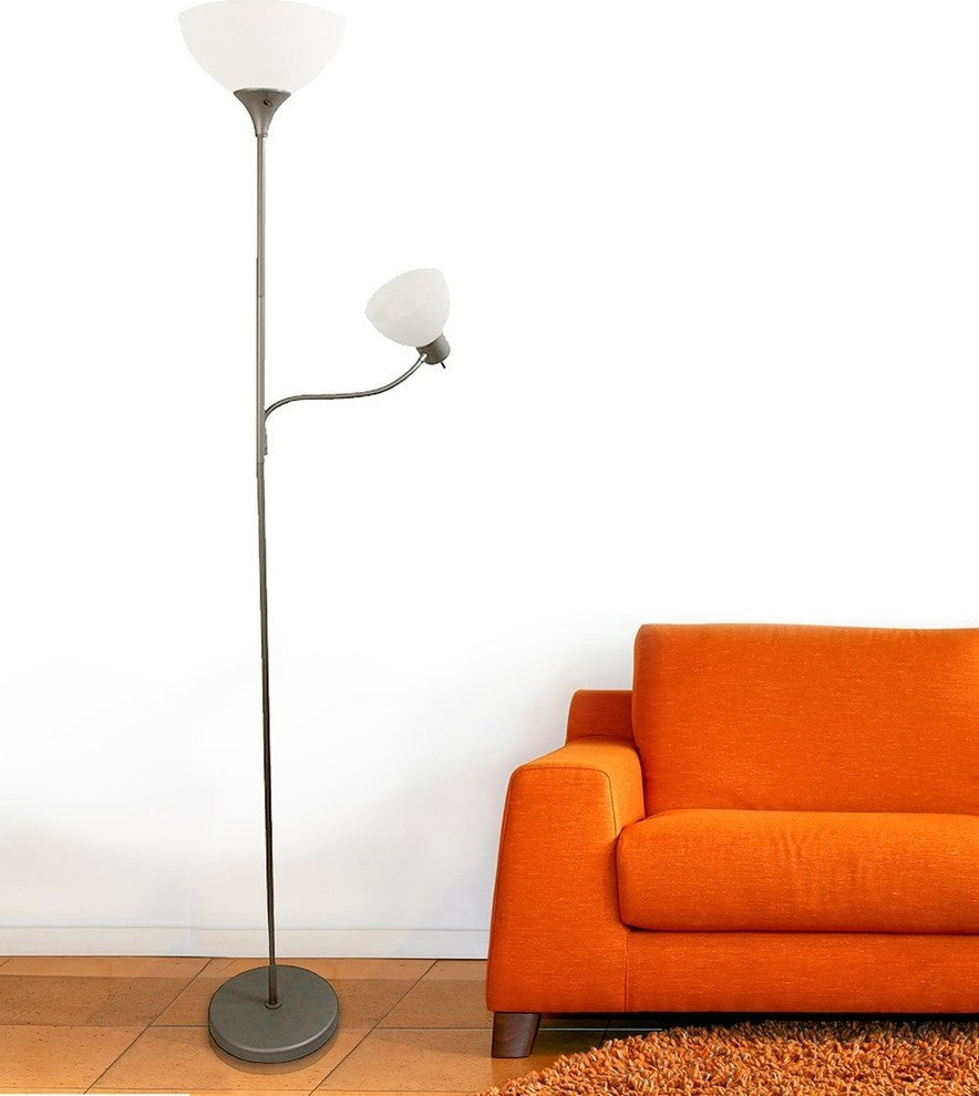 Stylish Charming Floor Lamp With Reading Light, Silver