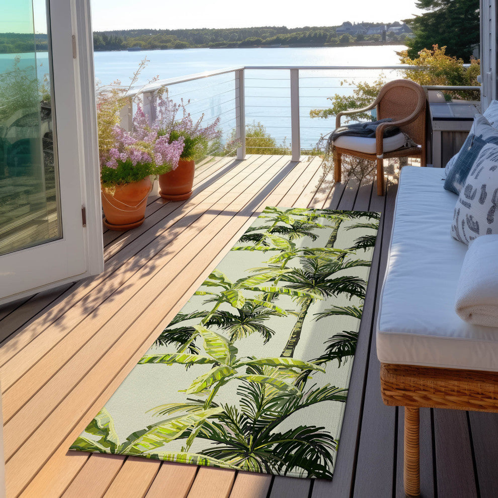 Indoor/Outdoor Tropics TC10 Aloe Machine Washable 2'3" x 7'6" Runner Rug