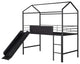 Gewnee Metal Twin House Bed Loft Bed With Slide and Ladder