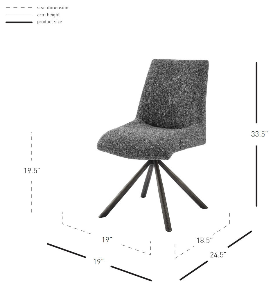 Viona Fabric Swivel Dining Side Chair, Set of 2, Blazer Dark Gray