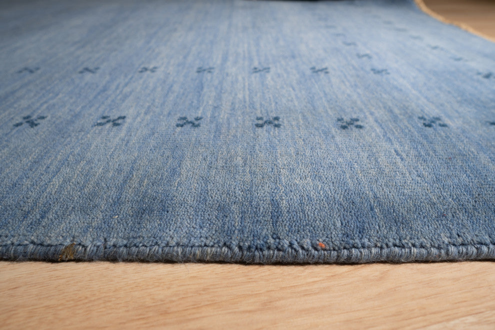 Handmade Wool Blue Transitional Solid Lori Baft Rug, 8' X 10'