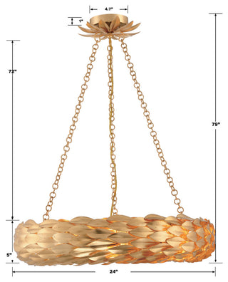 Broche 6-Light Ceiling Light, Antique Gold