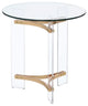 Benzara BM275492 23" Round End Table, Glass Top, Acrylic Legs, Clear, Gold