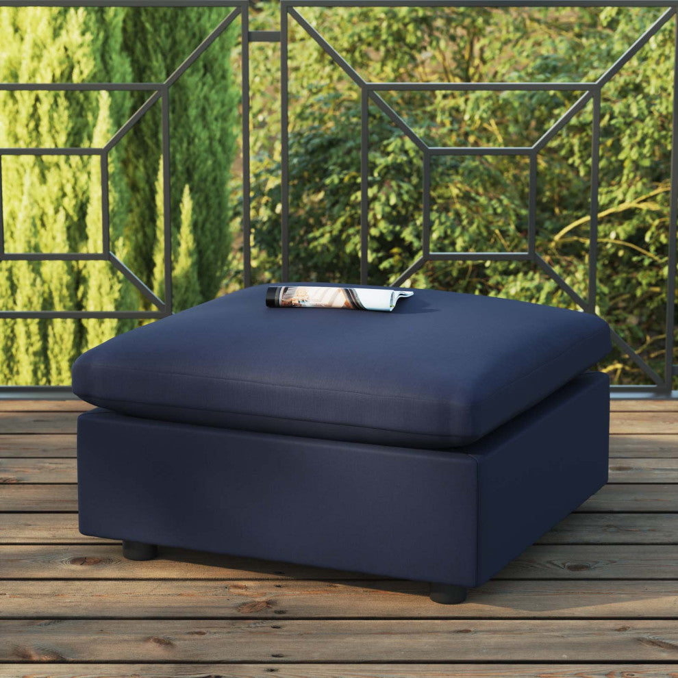 Modular Ottoman Lounge Chair, Blue Navy, Modern, Outdoor Patio Hospitality
