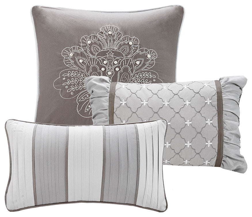 Madison Park Bellagio 7 Piece Jacquard Comforter Set in Grey