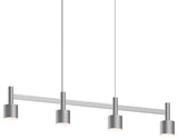 Systema Staccato 4-Light Linear Pendant, Satin Aluminum, Drum Shade