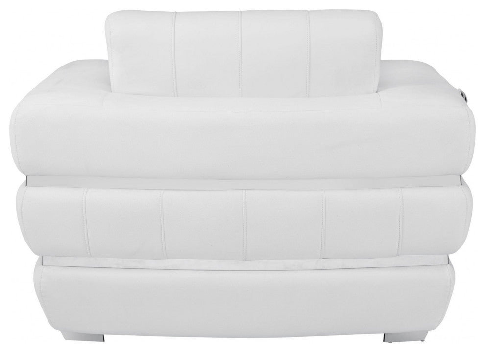 Winter White Stripe Top Grade Italian Leather Chair