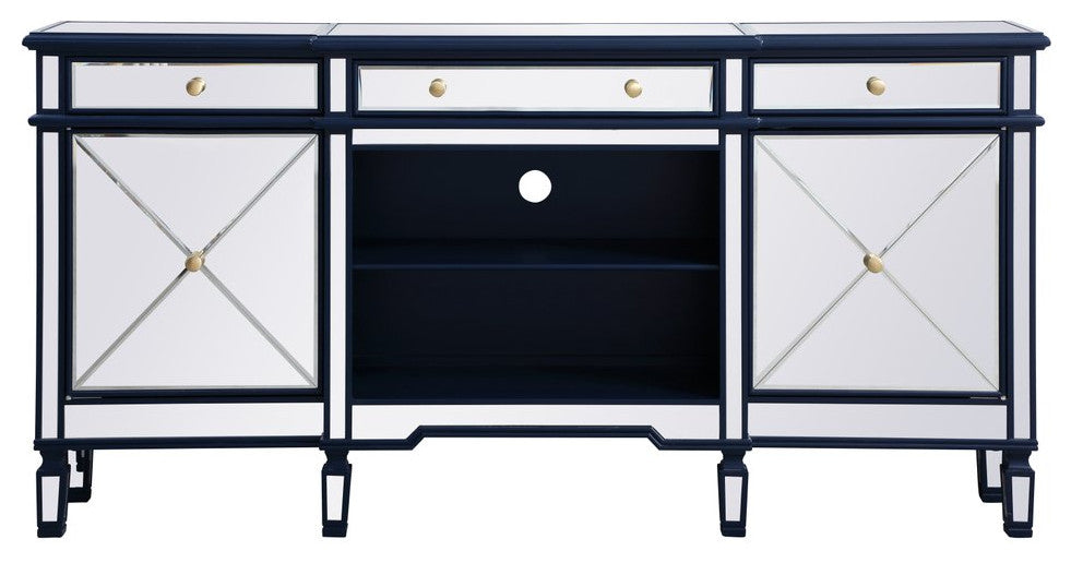 Calum 72" Mirrored Credenza, Blue