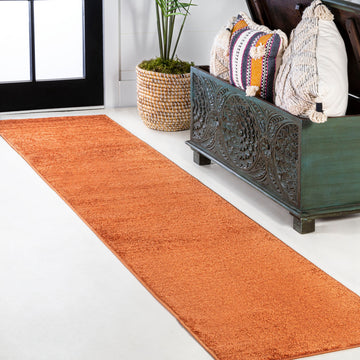 Haze Solid Low-Pile Orange 2 ft. x 16 ft. Runner Rug