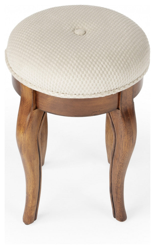 Vintage Look Olive Brown Finish Vanity Stool