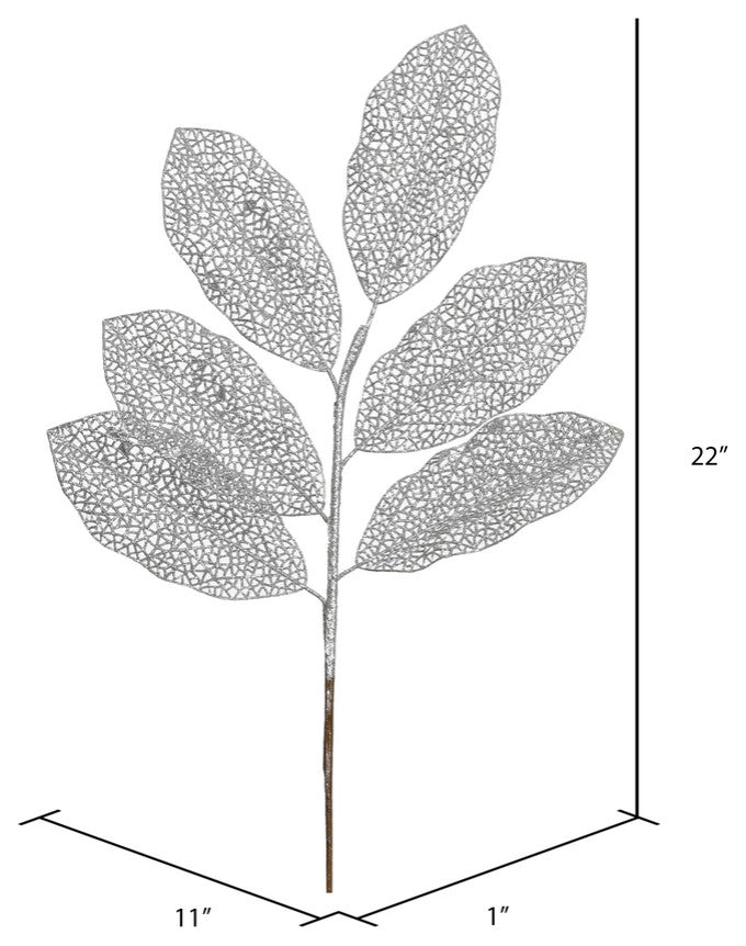 Vickerman L154207 22" Silver Glitter Magnolia Artificial Christmas Spray