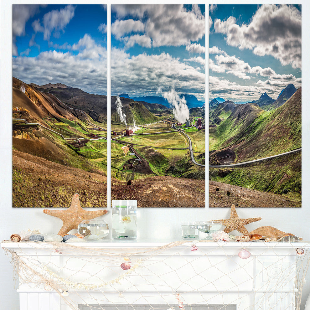 "Geothermal Power Station Panorama" Metal Wall Art, 3 Panels, 36"x28"