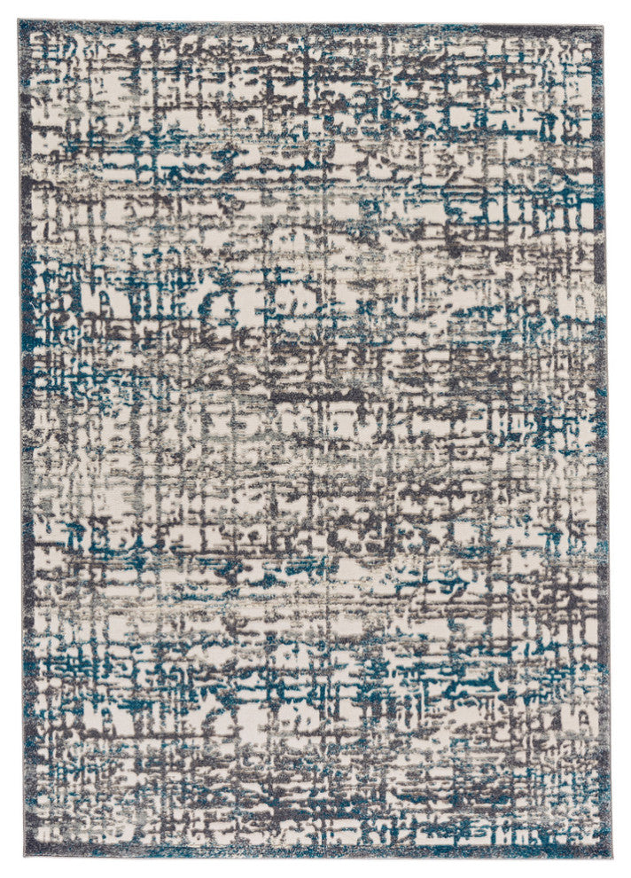Weave & Wander Plaza Rug, Gray/Turquoise, 10'x13'2"