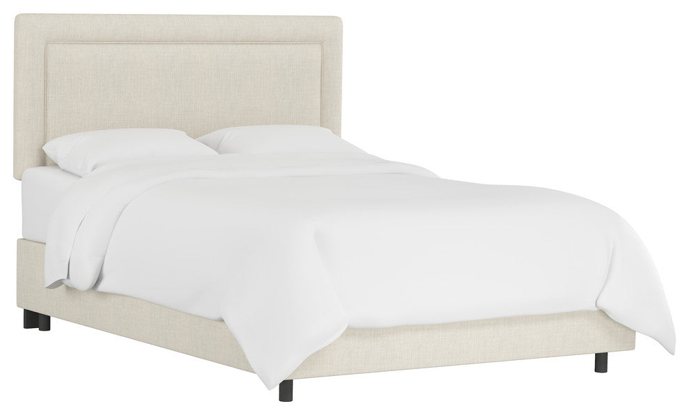 Ana Upholsterd Border Bed, Linen Talc, California King