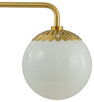 Brass 3-Light Flower Milky Glass Globe Vanity Wall Light