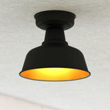 Cody Oil Rubbed Bronze and Light Gold Farmhouse Outdoor Flush Ceiling Light