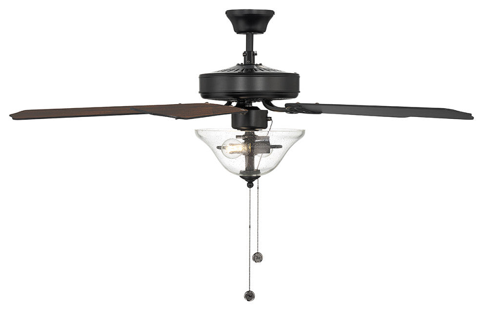 52" 2-Light Ceiling Fan, Matte Black, Matte Black