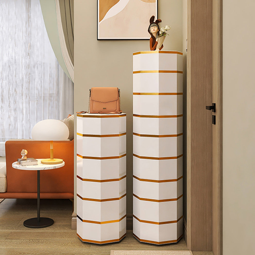 White Swivel Rotating Shoe Rack with 3 Doors 9-Tier Modern Shoe Cabinet