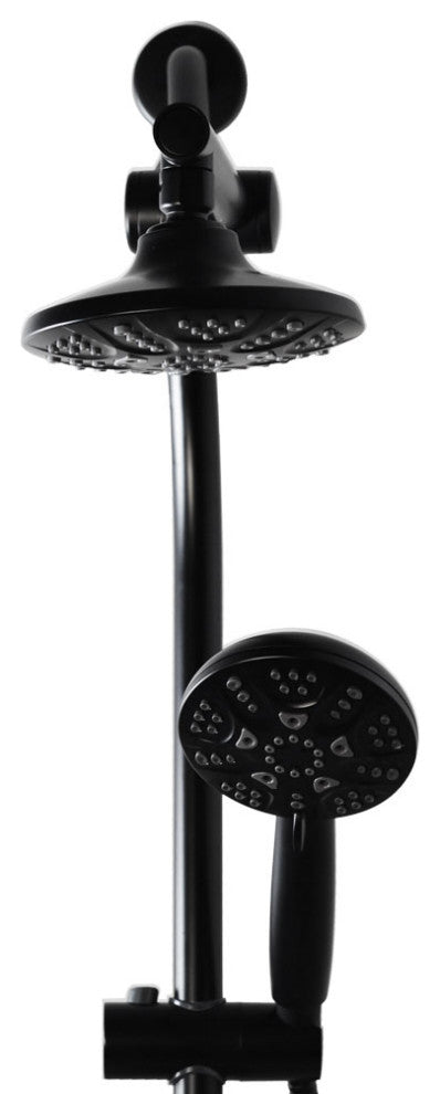 No-Drill Conversion Slide Bar Shower Head With Diverter, Matte Black
