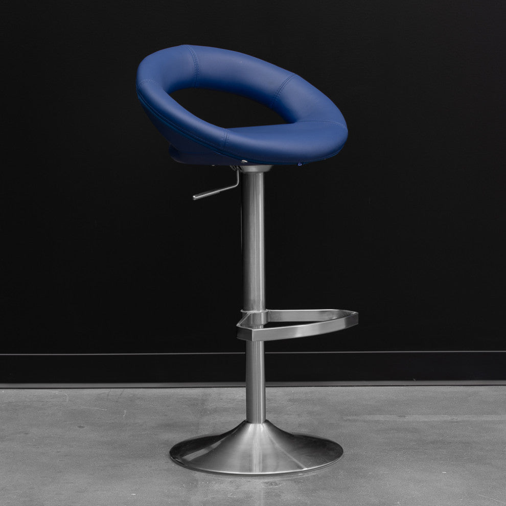 Crescent Swivel Armless Barstool, Blue