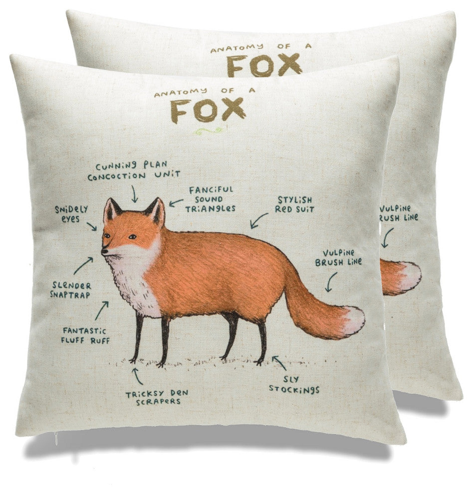 Farmhouse Animals Throw Pillow, Set of 2, Fox