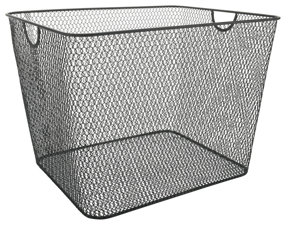 YBM Home Household Wire Mesh Open Bin Shelf Storage Basket Organizer Black