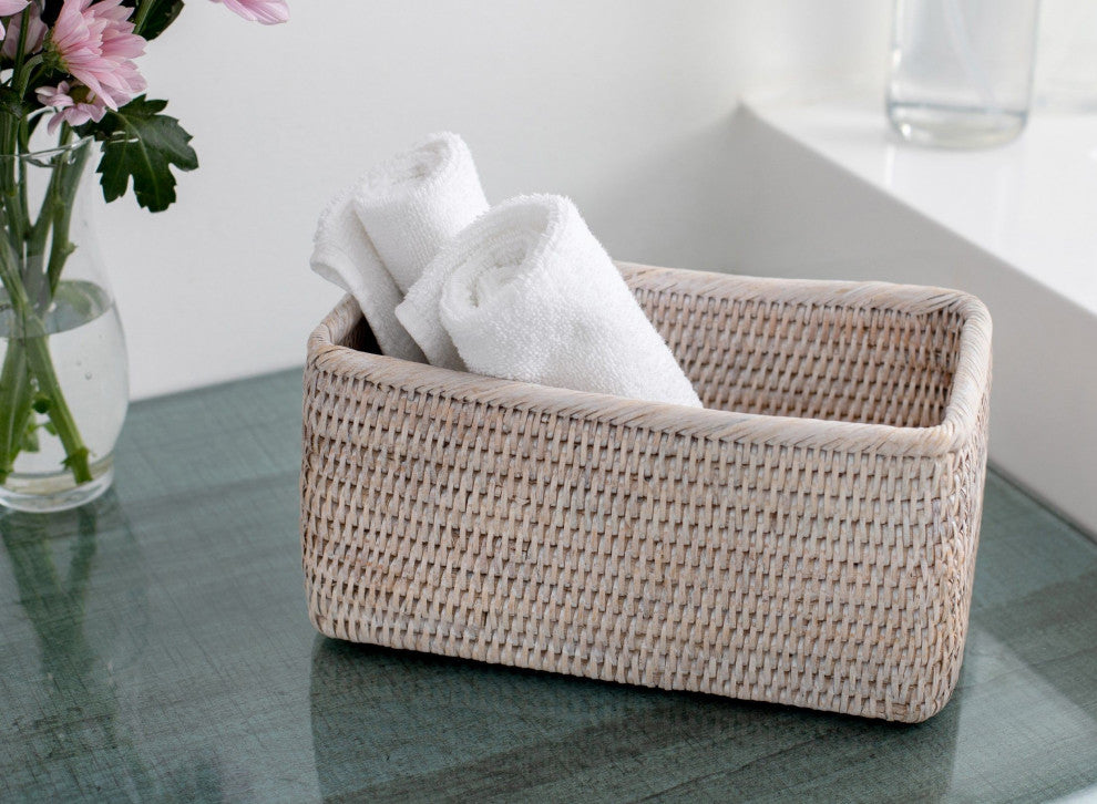 Artifacts Rattan Petite Basket, White Wash