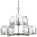 Atlas 9-Light Chandelier, Graphite/Onyx Swirl