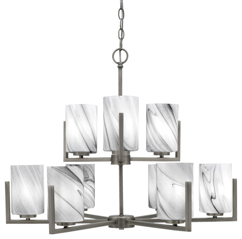 Atlas 9-Light Chandelier, Graphite/Onyx Swirl