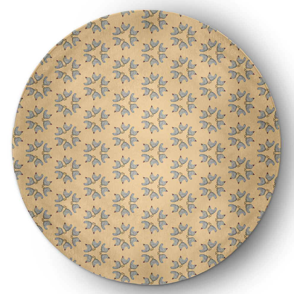 Chickens-go-round Easter Chenille Rug, Corn Yellow, 5' Round
