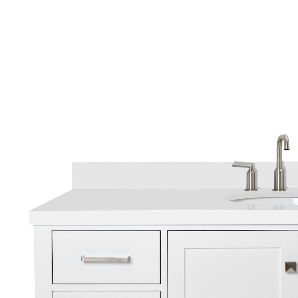 ARIEL Cambridge 61" Single Oval Sink Bathroom Vanity White With Quartz Top