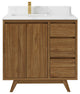 Madison Teak 36 Left Offset Bath Vanity in Dark Natural 1.5" Empira Quartz