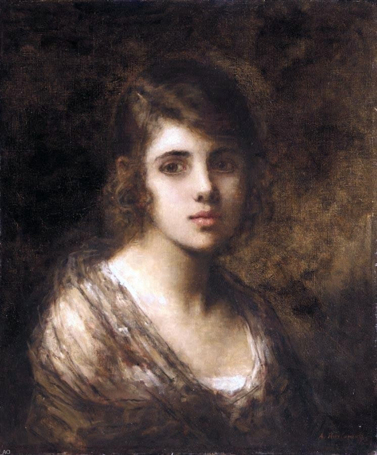 Alexei Alexeievich Harlamoff Young Brunette, Gallery Wrapped Canvas, 20"x25"