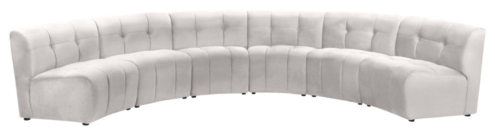Limitless Velvet Upholstered 6-Piece Modular Sectional, Cream
