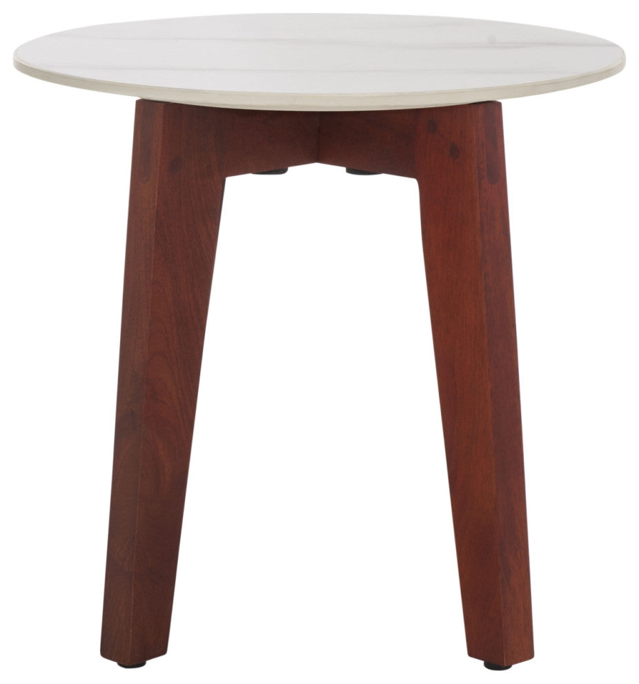 Safavieh Helley Ceramic Accent Table, White/Walnut
