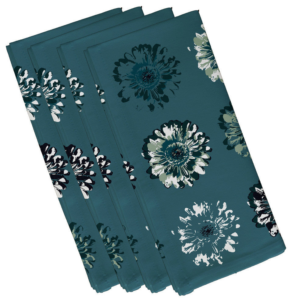 Gypsy Floral 2, Floral Print Napkin, Teal, Set of 4