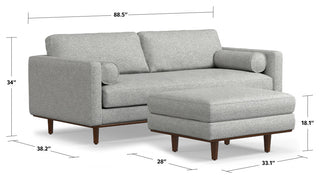 Morrison 89" Sofa and Ottoman Set, Woven-Blend Fabric, Mist Gray