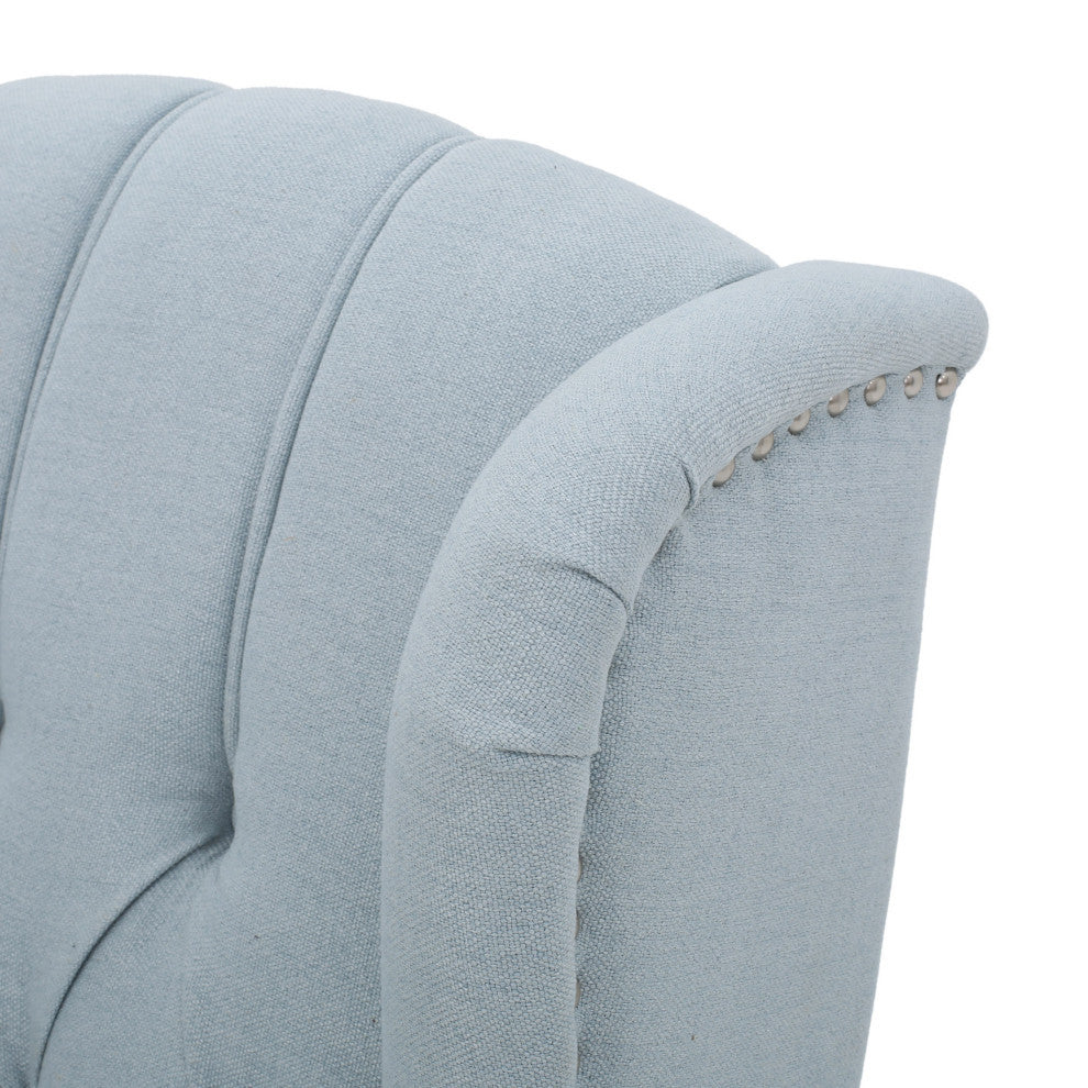 GDF Studio Xanthe Tufted Fabric Recliner, Set of 2, Light Sky and Dark Brown