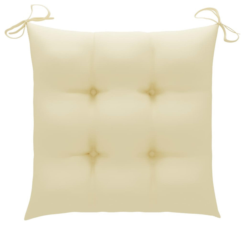 vidaXL 4x Solid Teak Wood Patio Chair with Cream White Cushions Lounge Seat