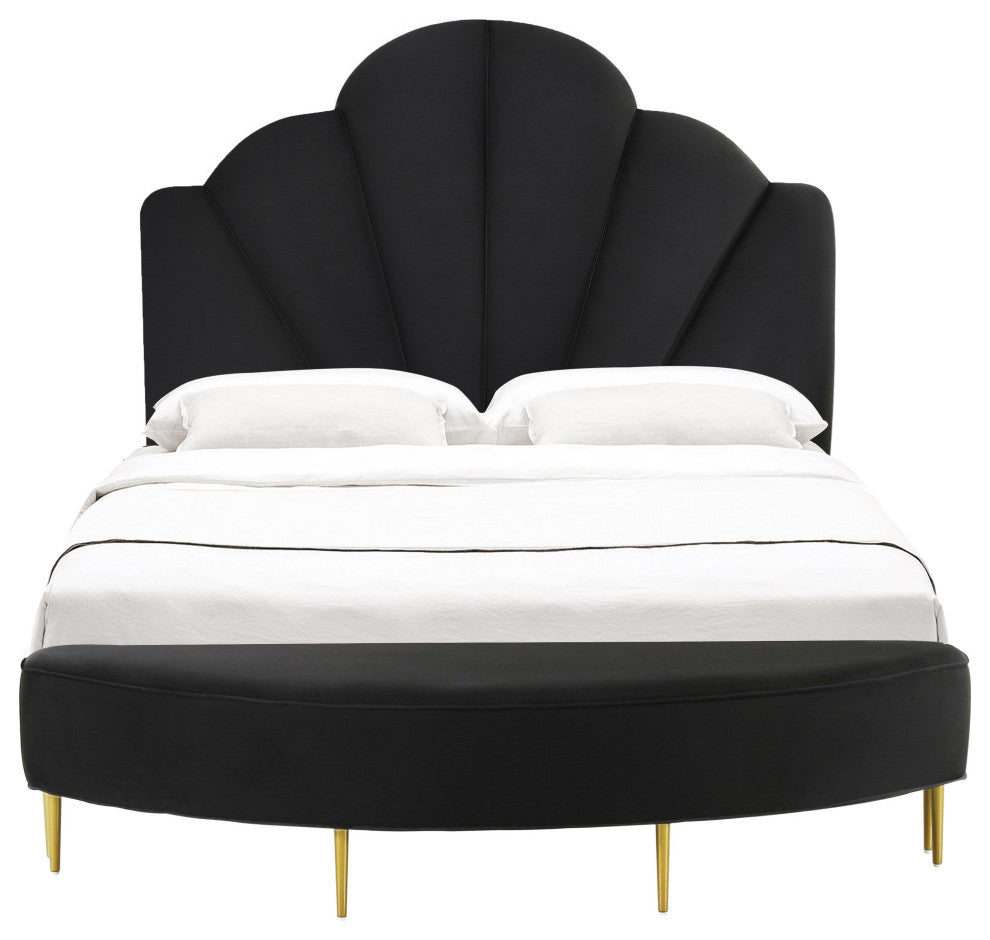 TOV Furniture Bianca Black Velvet King Bench