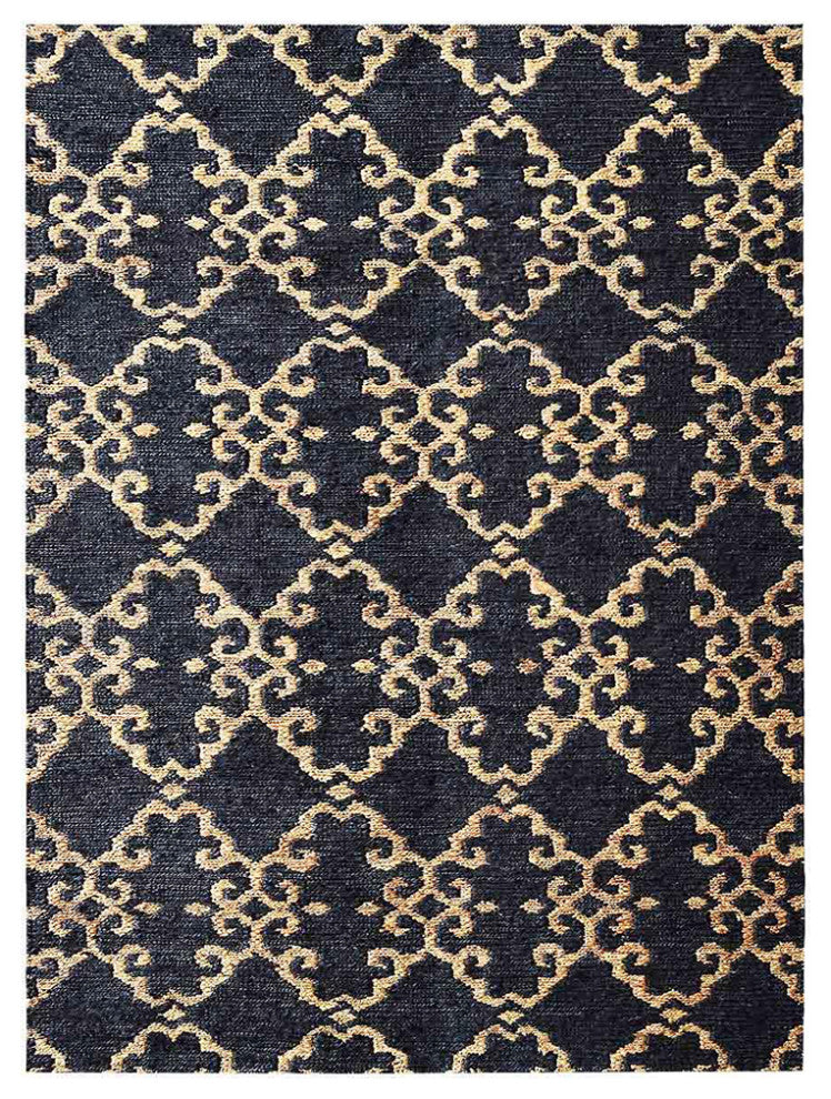 HAND KNOTTED SUMAK JUTE ECO-FRIENDLY RUGS , Charcoal Beige,Contemporary,Outdoor, [Rectangle] 5'x8'