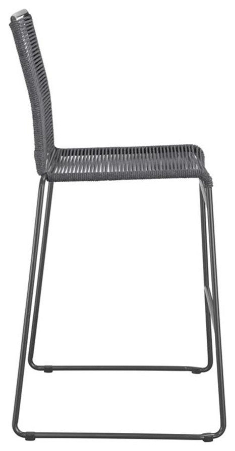 Pemberly Row Contemporary Metal Bar Stools with Footrest in Charcoal