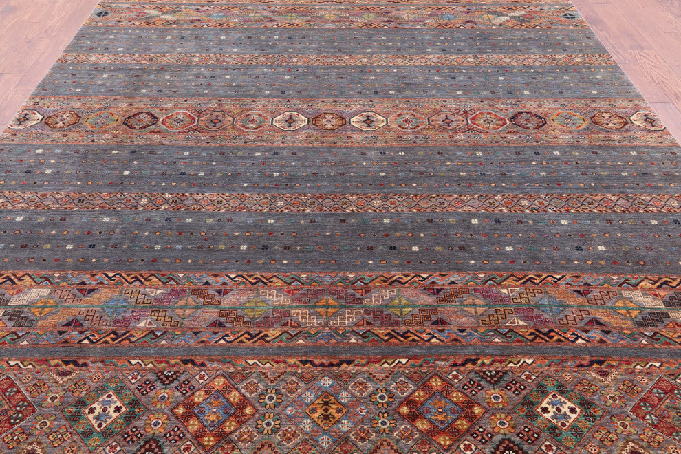 8' 11" X 12' 4" Super Kazak Khorjin Handmade Wool Rug - Q12568