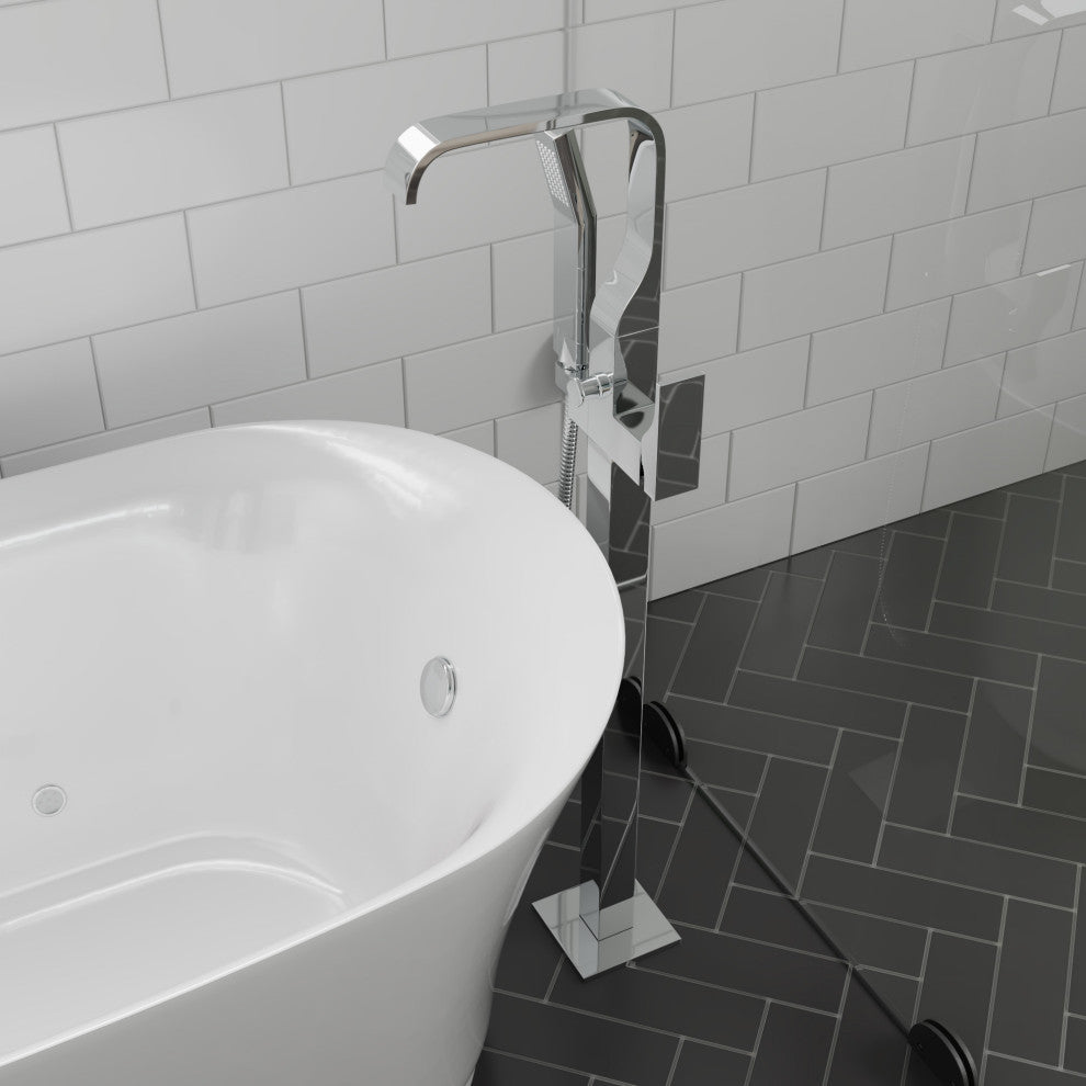 Alfi brand AB2180-PC Floor Mount Tub Filler w/ Shower Head Polished Chrome